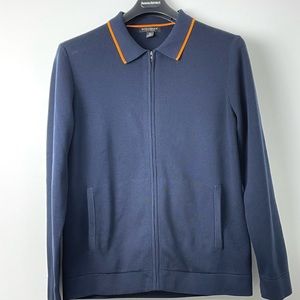 Banana Republic Supima Cotton Full Zip Sweater Size XL Navy/Orange